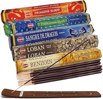 Hem Incense Sticks Variety Pack #3 and Incense Stick Holder Bundle with 5 Popular Based Fragrances