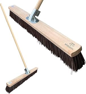 Newman and Cole 36” Wide Broom Outdoor, Extra-Large Heavy Duty Broom Sweeping Brush for Big Yards and Industrial Cleaning (36” Synthetic Poly Stiff Broom Complete with Handle)…