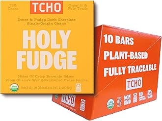 Holy Fudge 75% Dark Chocolate Bars (10 pack) | Single Origin, Plant Based, Organic & Fair Trade | Non GMO, Non-Dairy, Vegan Chocolate, Soy Free (2.1oz each)