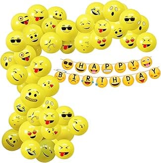 Party Propz Emoji Theme Birthday Decoration Kit - 51Pcs Combo Balloon Set for Kids, Banner Boys,Girls Party Supplies