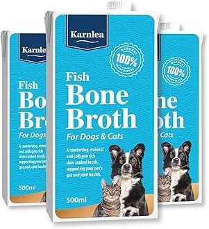 Fish Bone Broth for Dogs & Cats - 3 x 500ml| 100% Real & Natural Liquid Bone Broth for Pets | High in Collagen & Protein for Healthy Joints, Gut, Digestion, Skin & Sickness