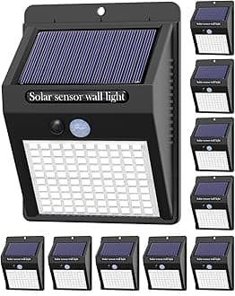 10 Pack Outdoor Solar Lights, 3 Modes/100LED Wireless Solar Security Lights with Motion Sensor - IP65 Waterproof, Suitable for Front Door, Backyard, Garage, Deck