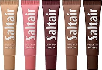 Hydrating Lip Oil Balm, Clear and Tinted Lip Gloss, Essentials Shades 5-Pack. Moisturizing Vegan Conditioning for Dry Cracked Lips with Glossy High-Shine Finish. Coconut Vanilla Flavor