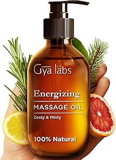 Gya Labs Energizing Massage Oil for Sore Muscles - 100% Pure Natural Spa Quality Sore Muscle Warming Body Massage Oil for Men & Women (200 ml)