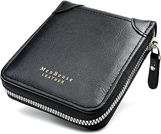 Wallets for Men, Leather Men Wallet with ID Window and Multi Card Slots, Secure Zipper Around Bifold Wallet for Mens(Black)