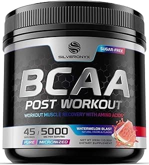Post Workout Recovery Powder with BCAA - Extra Strength Muscle Recovery Drink Mix with L-Glutamine & Amino Acids - Sugar Free After Workout Hydration Powder Supplement - Watermelon Blast - 45 Servings
