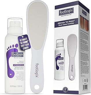Footlogix Foot Care Callus Softener Combo - Callus Remover Spray & Double-Sided Foot File for Dry, Cracked Heels, Pedicure Tools for Feet, Foot Exfoliator