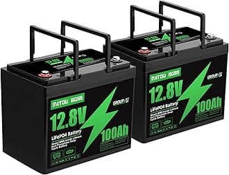 DATOUBOSS 12V 100Ah LiFePO4 Battery, 1280Wh 12V 100Ah Lithium Battery Built-in 100A BMS, 15000+ Deep Cycle Battery for RV, Solar, Trolling Motor & Camping (12V100Ah-Group 24-2pcs)