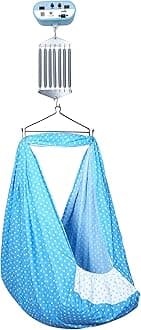 Automatic Cradle for New Born Baby, Automatic thottil, joli, uyyala and jhula with Automatic Spring and Removable Cradle and Mosquito net (Blue)
