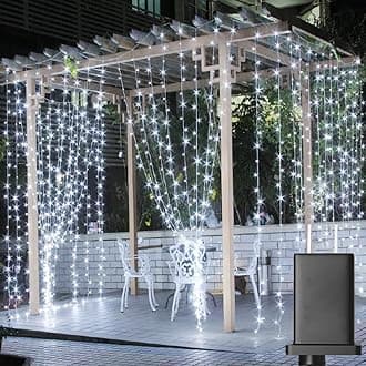 Solhice LED Curtain Lights Outdoor 20ft x10ft Cool White, 600 LED String Lights Backdrop Indoor Plug in, Twinkle Lights for Outside Backyard Wedding Bedroom Décor (Not Connectable)