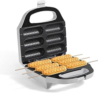 corn dog waffle maker, hot dog waffle maker with non-stick coating plate, toaster for making 6 corn dogs, waffle maker for corn dogs in