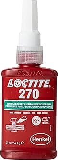 Loctite 270, adhesive for the Permanent Securing of Screws, High Strength thread lock for Metal Threads, liquid adhesive for Pumps, Gearboxes and More, 1x50ml, Green, 1335897, New Bottle, 50ml
