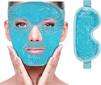 ZNÖCUETÖD Cooling Ice Face Eye Mask for Reducing Puffiness, Bags Under Eyes,Sinus,Redness,Pain Relief,Dark Circles, Migraine,Hot/Cold Pack with Soft Plush Backing Gift for Women