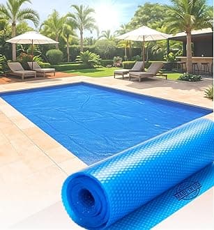 SunHeater Pool Solar Blanket - Heavy Duty Rectangular Thermal Cover with Bubbles - Heat Transfer Solar Pool Heater for In-Ground Swimming Pools - Durable 12 Mil Thick Polyethylene - 20' x 40' Feet