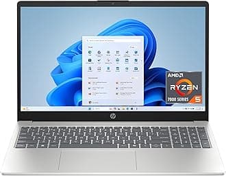 - HP 15.6 inch Laptop, HD Touchscreen Display, AMD Ryzen 5 7520U, 8 GB RAM, 512 GB SSD, AMD Radeon Graphics, Windows 11 Home, Natural Silver, 15-fc0499nr