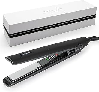 C1 Hair Straightener for Women | Professional Titanium Plates | Ionic Flat Iron | Temperature Control 120°C to 235°C | Straightening and Waves | Travel Case | UK Plug | Black Chrome