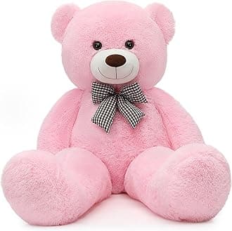 Pink Giant Teddy Bear 4 Feet, Lovely 47inch Classic Stuffed Animals Plush, Daughter Girlfriend Birthday Gift for Lover, Party Favor