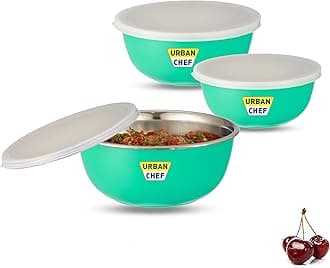 URBAN CHEF Microwave Safe Bowl Set | 1 Year Warranty | Kitchen Accessories Items for Home, Microwave Safe Utensils, Serving/Microwave Fit Bowl, Set of 3-500ml, 800ml, 1250ml (Parrot Green)