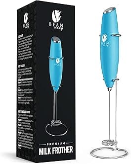 Milk Frother Handheld for Coffee - Electric Hand Blender, Mini Drink Mixer Whisk & Coffee Foamer Wand with Stand for Lattes, Cappuccino, Matcha and Hot Chocolate - Kitchen Gifts - Light Blue