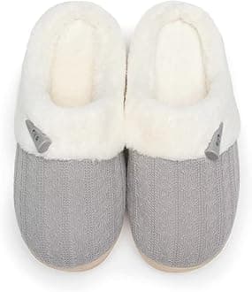 NineCiFun Women's Slip on Fuzzy Slippers Memory Foam House Slippers Outdoor Indoor Warm Bedroom Shoes Fur Lined