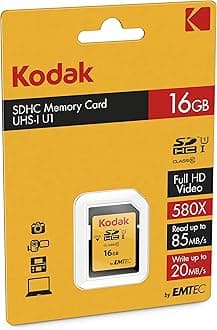 Kodak - 16GB UHS-I U1 V10 SDHC/XC SD Card - Memory Card - Read Speed 85MB/s Max - Write Speed 25MB/s Max - Storage of Full HD Videos and High Definition Photos - SD Card
