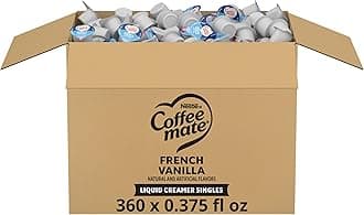 - Nestle Coffee mate Coffee Creamer, French Vanilla, Liquid Creamer Singles, Non Dairy, No Refrigeration, 0.375 fl oz Tubs (Pack of 360)