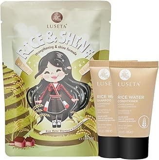 Luseta Rice Water Shampoo and conditioner Set Strengthening & Nourishing Revitalizes Shine for All Hair Types Hydrating & Frizz Control for Women and Men 1.01oz*2