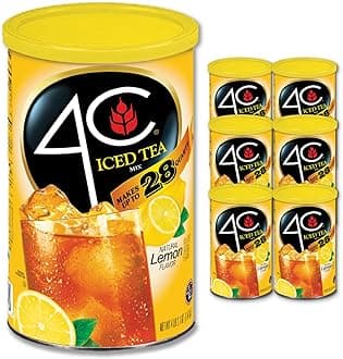 4C Powdered Drink Mix Cannisters, Lemon Tea, 28 Quarts, Family Sized Cannister, Thirst Quenching & Refreshing Flavors (Lemon Iced Tea, 66.1 Ounce (Pack of 6))