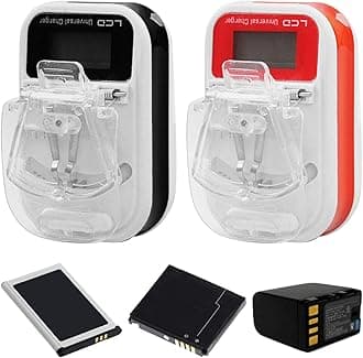 VizGiz 2 Pack Universal Battery Charger for All Types of Batteries USB Power Adapter LCD for Lithium Old Retro Mobile Phone Camera Nokia Siemens Samsung Ericsson Alcatel Motorola (Below 1000mAh)