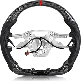 Carbon Fiber Steering Wheel for Mustang 2024-2025 Nappa Perforated Leather with Hand Stitching D-shaped Steering Wheel for Mustang EcoBoost/GT