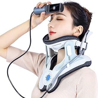 Tianfucen Neck Traction Device, Cervical Traction Device with Electric Air Pump for Neck Pain and Support, Neck Stretcher for Home Use, Easy to Wear and Fully Adjustable (Blue)