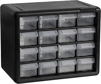 Akro-Mils 10116, 16 Drawer Plastic Parts Storage Hardware And Craft Cabinet, 10-1/2-Inch W X 6-1/2-Inch D 8-1/2-Inch H, Black