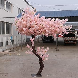 Artificial Cherry Blossom Tree Wishing Tree Handmade Fake cherry Silk Flower Indoor Outdoor Gardens Shopping Mall Hotel Wedding Decoration Landscaping 1.8x1m/5.9x3.2ft A
