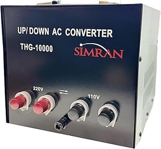 Simran Voltage Transformer Power Converter 10000 Watts Step Up Down Voltage Transformer Converts Between 110 Volt -220/240 Volt Worldwide Use CE Certified Black (THG-10000(T))