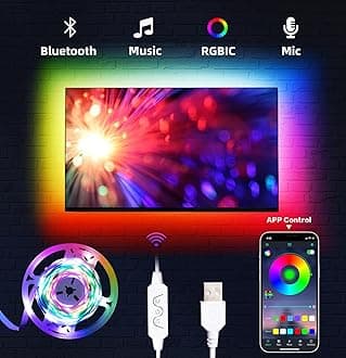 LED Lights for TV Led Backlight DAYMEET TV Lights, 9.8FT Led TV Lights for 30-60in TV, RGBIC USB Led Strip Lights for TV Led Lights Sync with Music Bluetooth APP Control Led Strip Lights for Bedroom