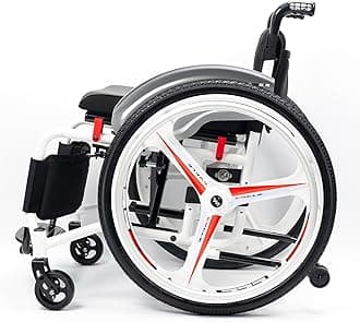 Sports Wheelchair for Adults, Ultra-Light Transport, Aluminum, Folding Portable with Hand Brake, Self-Propelled Manual Chair with Anti-Tipper (Seat Width 40cm/15.7in, Max Weight 100kg/220lbs)