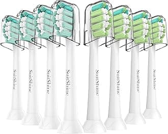 Replacement Toothbrush Heads Compatible with Philips Sonicare and More Click-on Handles 8 Pack White