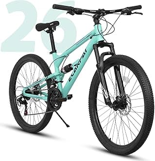 Dual Full Suspension Mountain Bike 24/26/27.5 Inch, 21-Speed Birthday Mountain Bike for Student Mens Womens, Beach City MTB Bicycles