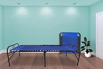 ARTEMIST Single Metal Folding Bed Heavy Duty Portable Foldable Bed Frame/khat Cot for Sleeping Sturdy Metal Bed Frame Space Saving Design 3X6 feet (Blue&Black)(Painted)