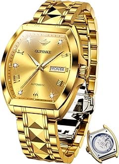 OUPINKE Mens Automatic Watches Luxury Self Winding Mechanical Tonneau Diamond Business Dress Wrist Watches Sapphire Crystal Tungsten Steel Waterproof Luminous