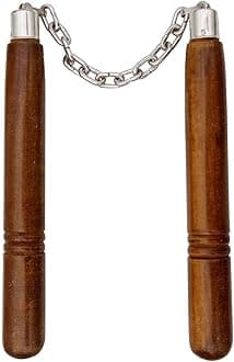 QTH Nanchaku Wooden Golden Handle (Brown)