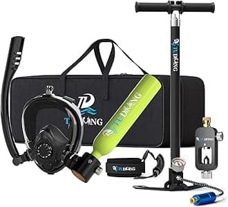 TUDIVING-0.5L Scuba Tank | Portable Lung Tank with Air Compressor | Max 3000 PSI | Support 6-10 Minutes Breath | Diving Tank for Underwater Work