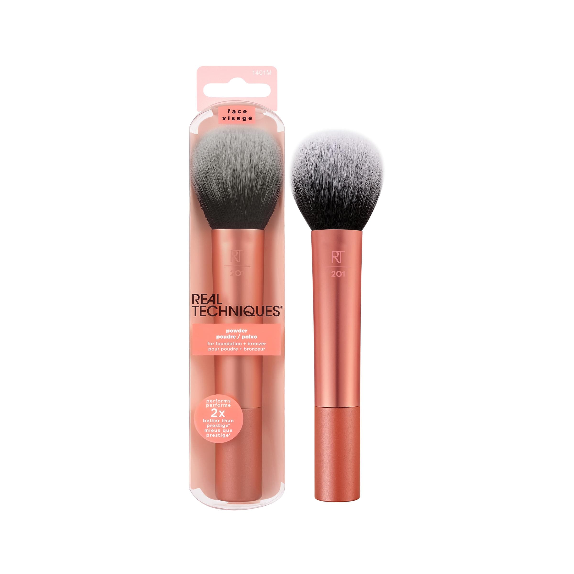 Real Techniques Ultra Plush Face Brush, large, soft, fluffy makeup tool for powder, bronzer, or blush, vegan, cruelty-free, synthetic bristles, professional quality, 1 count