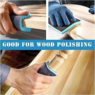 Jamiikury 6Pcs 120 Grit Sanding Sponge, Fine Sanding Blocks Washable and Reusable, Wet Dry Sandpaper Sponge for Wood Metal Furniture Paint and Drywall