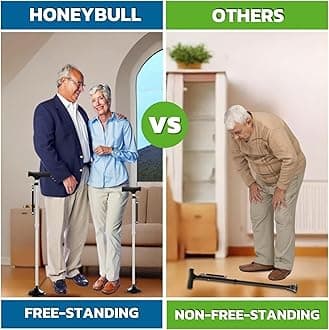 HONEYBULL Walking Cane for Men & Women - Foldable, Adjustable, Collapsible, Free Standing Cane, Pivot Tip, Heavy Duty | Walking Sticks, Folding Canes for Seniors & Adults