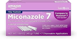 Amazon Basic Care Miconazole 7, Miconazole Nitrate Vaginal Antifungal Cream 2 Percent, 7-Day Yeast Infection Treatment for Women, Relieves Itching and Irritation, 1.59 ounce