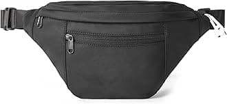 Telena Crossbody Fanny Pack for Women Men Fashion Waist Pack Belt Bag with 4-Zipper Pockets for Hiking Running Travel, Black