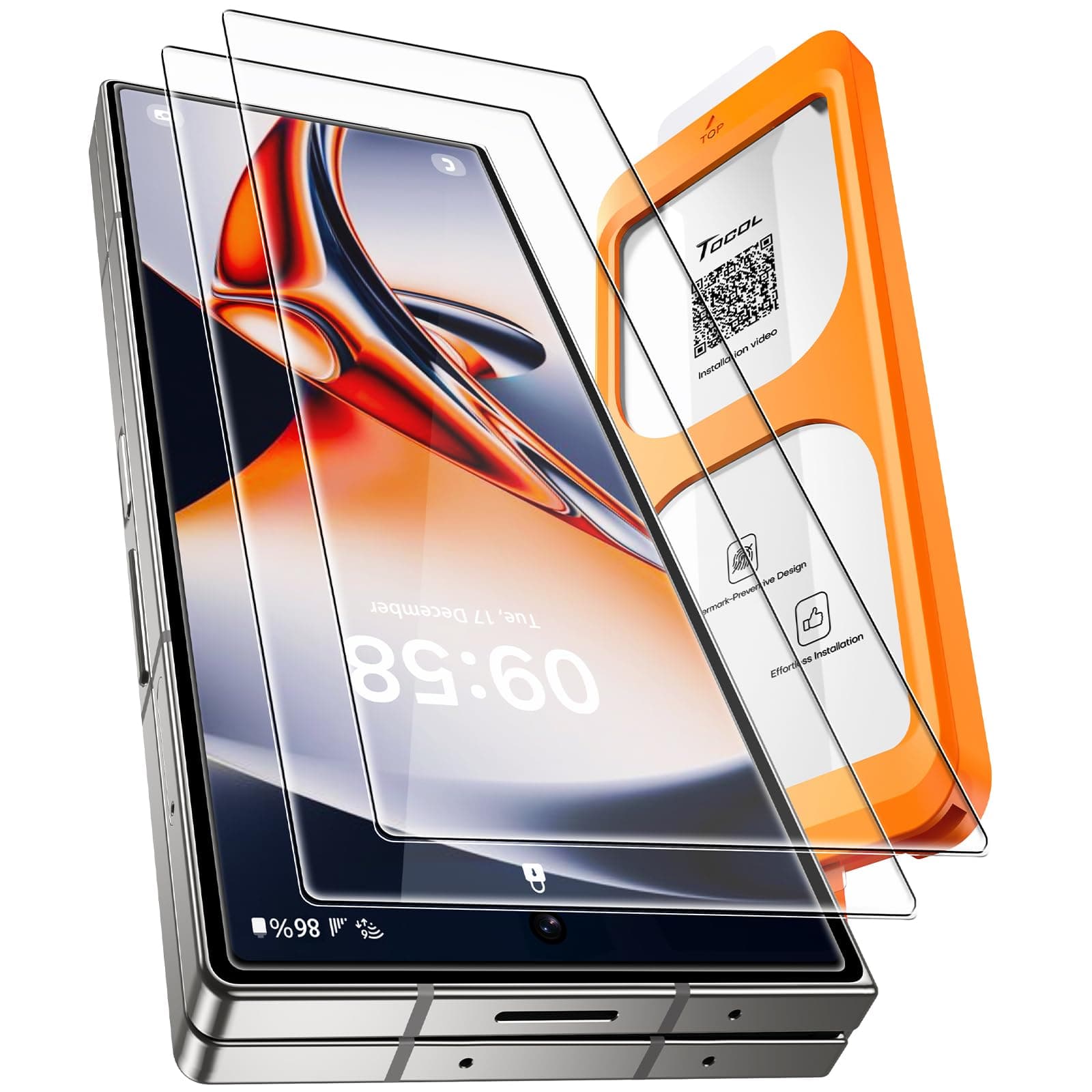 for Samsung Galaxy Z Fold 7 Screen Protector 9H Hardness Military Grade Shatterproof HD Tempered Case Friendly Glass 2 Pack