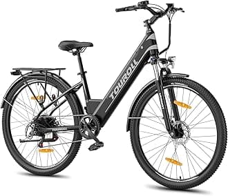 Touroll Electric Bike, J1/J1 ST Pedal Assist City E Bike, 27.5" Electric Bicycle Commute Trekking Bike for Adults with 36V 15.6Ah Battery, LCD Display, 7 Speed (J1 ST)