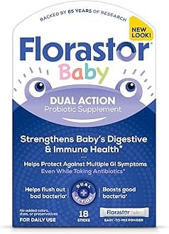 Florastor Baby Daily Probiotic Supplement, Powder Mixes with Milk, Formula or Soft Foods, Saccharomyces Boulardii CNCM I-745 (18 Powder Sticks)